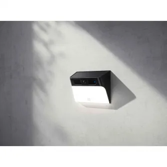 Aplica de perete pentru exterior eufy S120 Solar, Wireless, Camera 2K, AI, IP65, cu Reflector, Negru