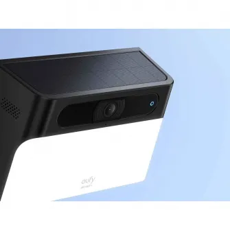 Aplica de perete pentru exterior eufy S120 Solar, Wireless, Camera 2K, AI, IP65, cu Reflector, Negru