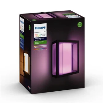 Aplica exterior LED RGBW integrat Philips Impress HUE, control inteligent cu Hue Bridge, 2x8W, 1200 lm, lumina alba/color, IP44, metal/sticla, Negru