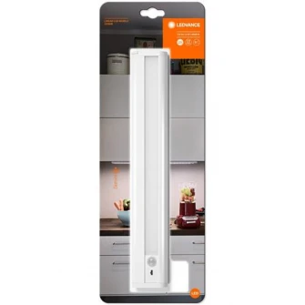 Aplica LED cu senzor de miscare PIR Ledvance Linear, 3W, 174 lm, A+, lumina neutra (4000K), IP20, alimentare cu baterii 4x 1.5 V LR6 (AA) incluse, montaj aplicat, 300 mm