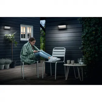 Aplica LED integrat pentru exterior Philips myGarden Bustan, 2x4.5W, 4000K, IP44, Gri inchis