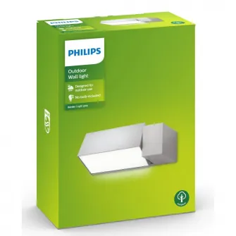 Aplica pentru exterior Philips Border, E27, 42W, IP44, 9.3x26.8x14.8cm, Aluminiu, Gri