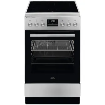 Aragaz AEG CCB56490BM, Vitroceramica, 4 zone de gatit, SteamBake, AirFry, Timer cu display electronic, Grill, Clasa A, 50 cm, Inox