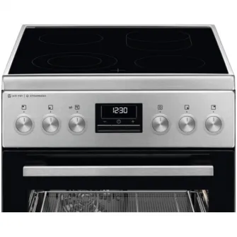 Aragaz AEG CCB56490BM, Vitroceramica, 4 zone de gatit, SteamBake, AirFry, Timer cu display electronic, Grill, Clasa A, 50 cm, Inox