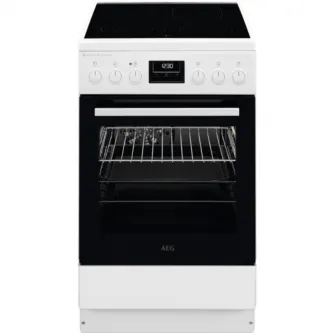 Aragaz AEG CCB56491BW, Vitroceramica, 4 zone de gatit, SteamBake, AirFry, Timer cu display electronic, Grill, Clasa A, 50 cm, Alb