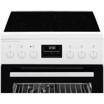 Aragaz AEG CCB56491BW, Vitroceramica, 4 zone de gatit, SteamBake, AirFry, Timer cu display electronic, Grill, Clasa A, 50 cm, Alb