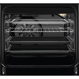 Aragaz AEG CKB56490BM, Mixt, 4 arzatoare , Siguranta plita, Aprindere integrata, Gratare fonta, Cuptor electric, SteamBake, AirFry, Timer, Grill electric, Clasa A, 50 cm, Inox
