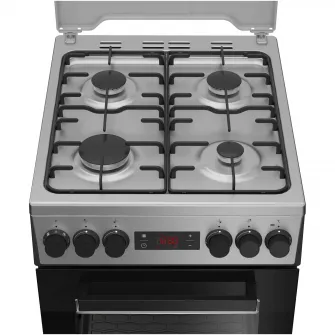 Aragaz Beko FSM52330DAON, Mixt, 4 arzatoare, Aprindere integrata, Grill electric, 8 functii, Clasa A, 50 cm, Antracit