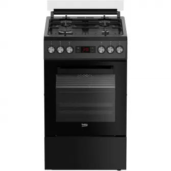 Aragaz Beko FSM52330NAO, Mixt, 4 arzatoare, Aprindere integrata, Grill electric, 8 functii, Clasa A, 50 cm, Antracit