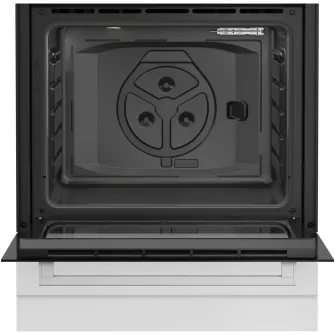 Aragaz Beko FSST62110DW, Mixt, 4 arzatoare cu eficienta ridicata, Aprindere electrica, Grill, Rotisor, Clasa A, 60 cm, Alb