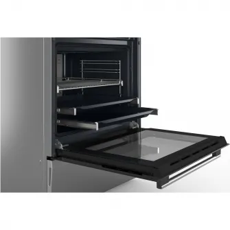 Aragaz Bosch HLS59D351, Electric, Plita inductie, 4 zone gatit , Control electronic, Cuptor electric, 66 L, Grill, Autocuratare EcolClean + hidrolitica, 3D Hotair, 2 suporti telescopici, sertar depozitare, Timer, 60 cm, Inox