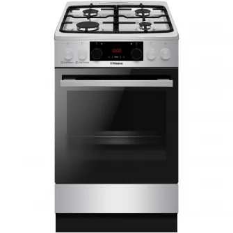 Aragaz cu cuptor electric Hansa FCMXS593632, clasa energetica A, culoare inox, gaz + cuptor electric,capacitate cuptor 65 litri, 4 zone de gatit, display LED