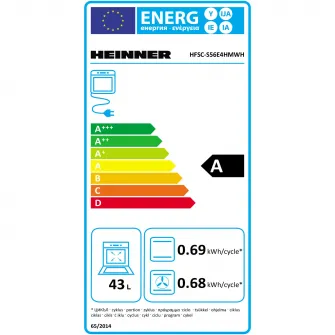 Aragaz electric Heinner HFSC-S56E4HMWH, 50X60CM, 4 plite electrice, cuptor electric, clasa A, grill, ventilatie, 50x60cm, alb