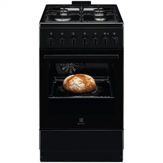 Aragaz Electrolux LKK520022K, Mixt, 4 arzatoare, Siguranta plita, Aprindere integrata, Timer mecanic, Iluminare cuptor, Grill, Clasa A, 50 cm, Negru