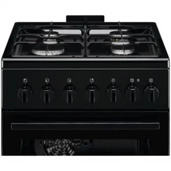 Aragaz Electrolux LKK520022K, Mixt, 4 arzatoare, Siguranta plita, Aprindere integrata, Timer mecanic, Iluminare cuptor, Grill, Clasa A, 50 cm, Negru