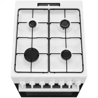 Aragaz Electrolux LKK520032W, Mixt, 4 arzatoare , Siguranta plita, Aprindere integrata, Cuptor electric, SteamBake, AirFry, Timer, Grill electric, Clasa A, 50 cm, Alb
