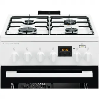 Aragaz Electrolux LKK560232W, Mixt, 4 arzatoare, Siguranta plita, aprindere integrata, SteamBake, AirFry, Timer, Grill, Clasa A, Alb