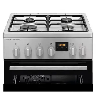 Aragaz Electrolux LKK564221X, Mixt, 4 arzatoare, Cuptor electric, Autocuratare catalitica, SteamBake, AirFry, Timer, Grill electric, Clasa A, 50 cm, Inox