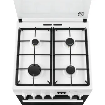Aragaz Electrolux LKK660220W, Mixt, 4 arzatoare , Siguranta plita, Aprindere integrata, Cuptor electric, Plus Steam, AirFry, Timer, Grill electric, Clasa A, 60 cm, Alb