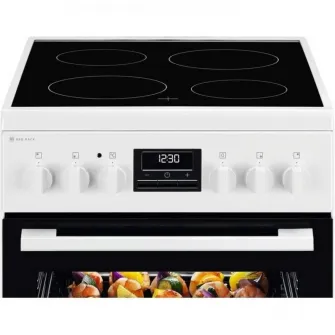 Aragaz Electrolux LKR540267W, Electric, Vitroceramica, 4 zone de gatit, Raft BBQ, Timer electronic, Grill, Iluminare cuptor, Clasa A, 50 cm, Alb