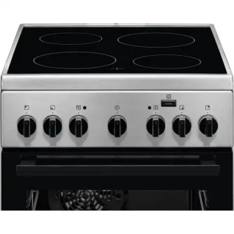 Aragaz Electrolux LKR562055X, Electric, 4 zone de gatit, Cuptor electric, Autocuratare catalitica, SteamBake, Timer, Grill electric, Clasa A, 50 cm, Inox
