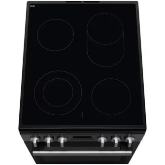 Aragaz Electrolux LKR564275K, Vitroceramica, 4 zone de gatit, SteamBake, Timer cu display electronic, Autocuratare catalitica, Iluminare cuptor, Grill, Clasa A, 50 cm, Negru