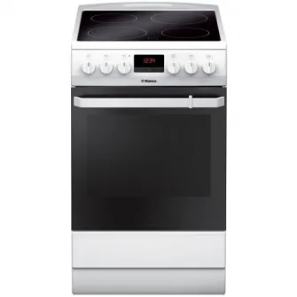 Aragaz Hansa FCCW59209, Plita vitroceramica, 4 zone gatit, Electric, Curatare abur, Grill, Clasa A, 50 cm, Alb