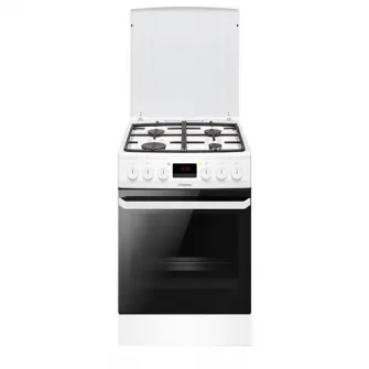 Плита Hansa FCMW582109, 4 конфорки, Смешанная, Электроподжиг, Гриль, Класс А, 50 см, Белый