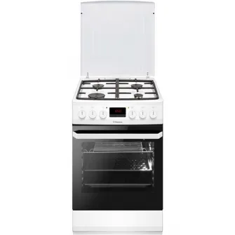 Плита Hansa FCMW582109, 4 конфорки, Смешанная, Электроподжиг, Гриль, Класс А, 50 см, Белый