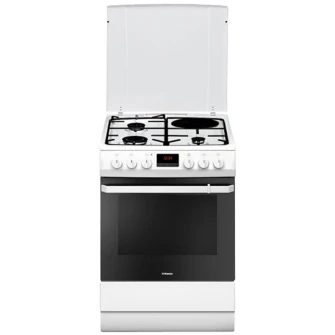Aragaz Hansa FCMW68209, 3 arzatoare/ 1 zona de gatire, Mixt, Grill, Rotisor, Timer, Clasa A, 60 cm, Alb