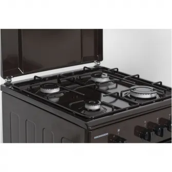 Aragaz Heinner HFSC-SME50BRW, Gaz, 4 arzatoare, Dispozitiv siguranta plita si cuptor, 50 cm, Maro