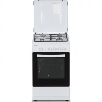 Aragaz Heinner HFSC-SME50WH, Gaz, 4 arzatoare, Dispozitiv siguranta plita si cuptor, 50 cm, Alb