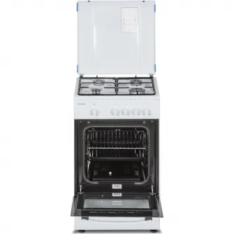 Aragaz Heinner HFSC-SME50WH, Gaz, 4 arzatoare, Dispozitiv siguranta plita si cuptor, 50 cm, Alb