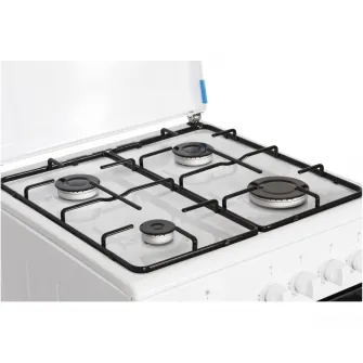 Aragaz Heinner HFSC-SME50WH, Gaz, 4 arzatoare, Dispozitiv siguranta plita si cuptor, 50 cm, Alb