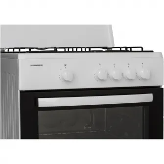 Aragaz Heinner HFSC-SME60WH, Gaz, 4 arzatoare, Dispozitiv siguranta plita si cuptor, 60 cm, Alb