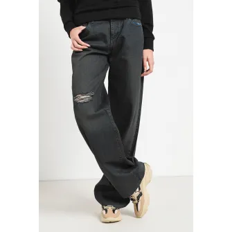 ARMANI EXCHANGE, Blugi ampli cu detalii deteriorate, Negru stins, 28