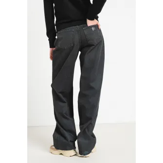 ARMANI EXCHANGE, Blugi ampli cu detalii deteriorate, Negru stins, 28