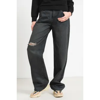 ARMANI EXCHANGE, Blugi ampli cu detalii deteriorate, Negru stins, 28