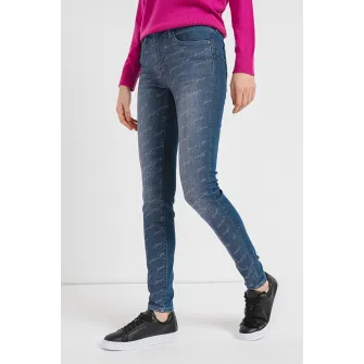 ARMANI EXCHANGE, Blugi super skinny cu imprimeu logo, Albastru, 30
