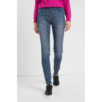 ARMANI EXCHANGE, Blugi super skinny cu imprimeu logo, Albastru, 30