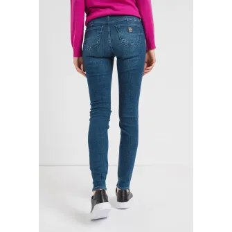 ARMANI EXCHANGE, Blugi super skinny cu imprimeu logo, Albastru, 30