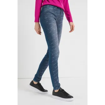 ARMANI EXCHANGE, Blugi super skinny cu imprimeu logo, Albastru, 30