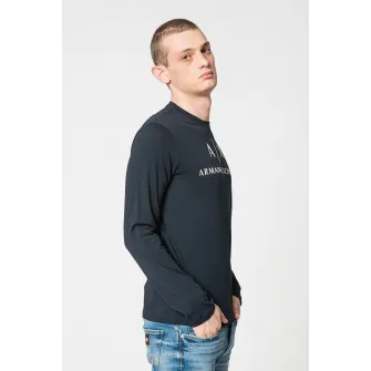ARMANI EXCHANGE, Bluza slim fit de bumbac, Alb, Bleumarin, M