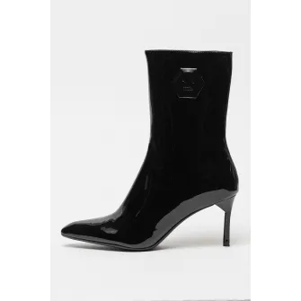 ARMANI EXCHANGE, Botine stiletto lacuite, Negru, 39