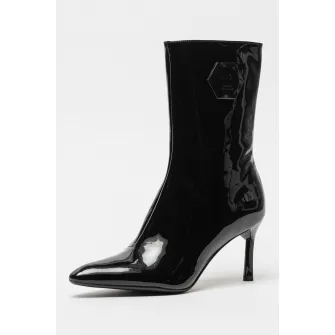 ARMANI EXCHANGE, Botine stiletto lacuite, Negru, 39