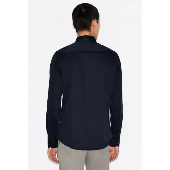 ARMANI EXCHANGE, Camasa cu maneci lungi si logo brodat, Bleumarin inchis, S