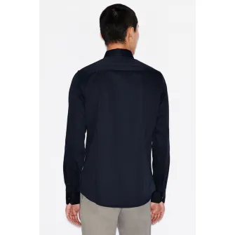 ARMANI EXCHANGE, Camasa cu maneci lungi si logo brodat, Bleumarin inchis, 2XL