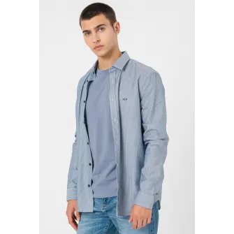ARMANI EXCHANGE, Camasa de bumbac cu guler ascutit, Alb, Albastru inchis, S