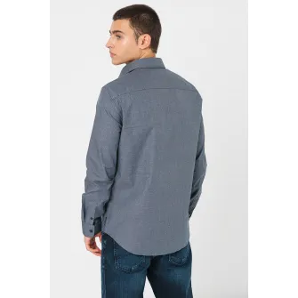 ARMANI EXCHANGE, Camasa de bumbac cu guler ascutit, Albastru ultramarin, Alb murdar, XS