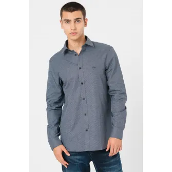 ARMANI EXCHANGE, Camasa de bumbac cu guler ascutit, Albastru ultramarin, Alb murdar, XS